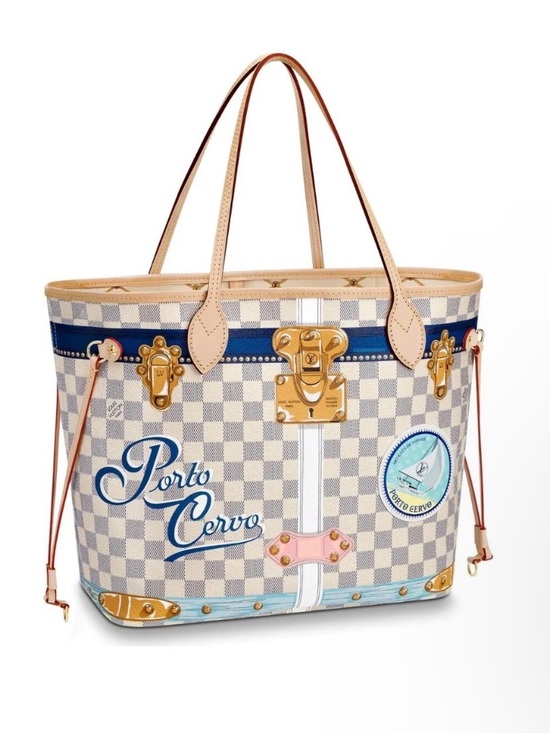 Louis Vuitton Handbags - 🍒 Louis Vuitton NEVERFULL MM PORTO CERVO Summer Trunks Damier Azur Bag Tote NEW🍒